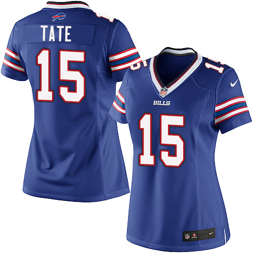 Women's Elite Brandon Tate Nike Jersey Royal Blue Home - #15 NFL Buffalo Bills